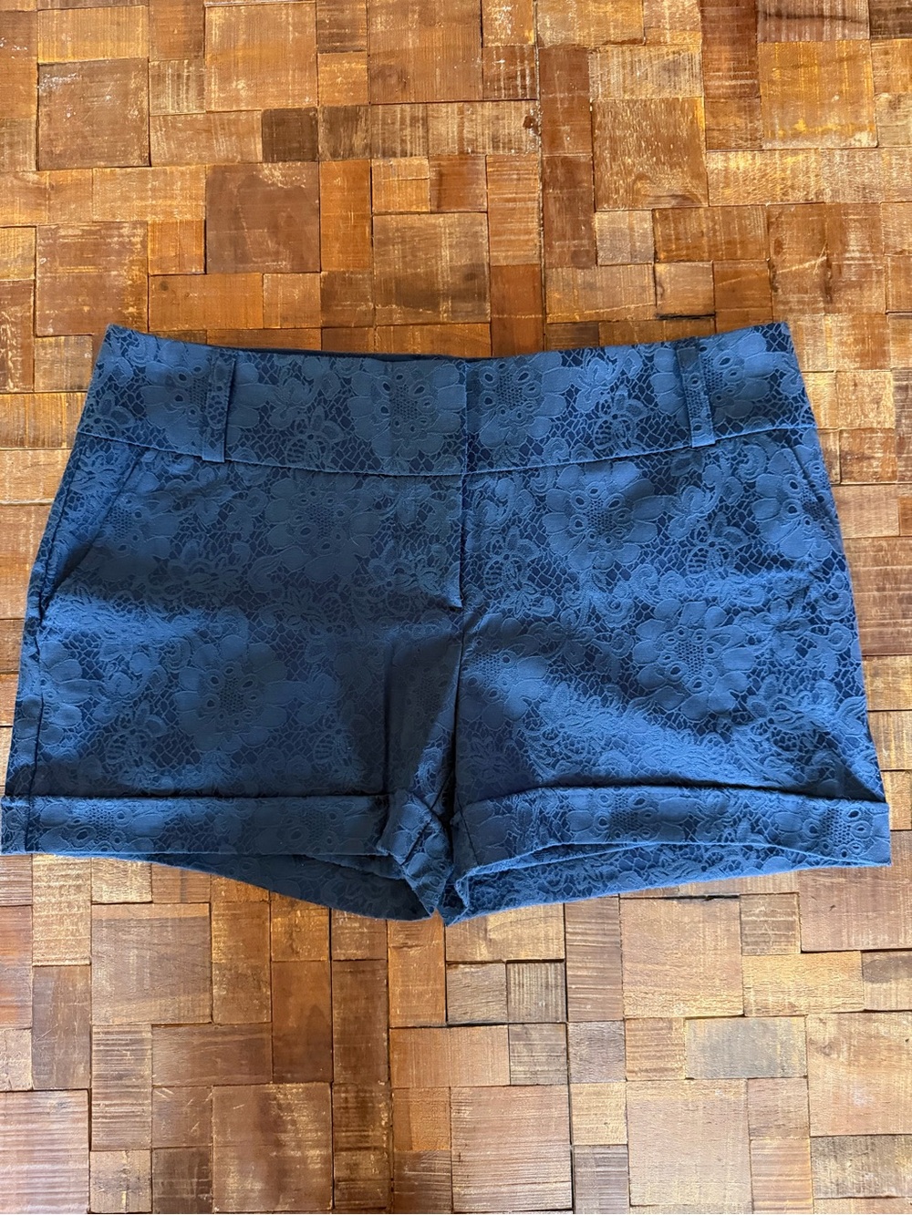 Maurices Navy Floral Lace Bermuda Shorts